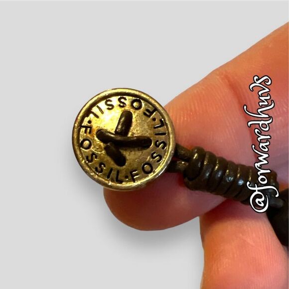 Blue Stone Fossil Brand Bracelet on Brown Cord - Picture 3 of 10